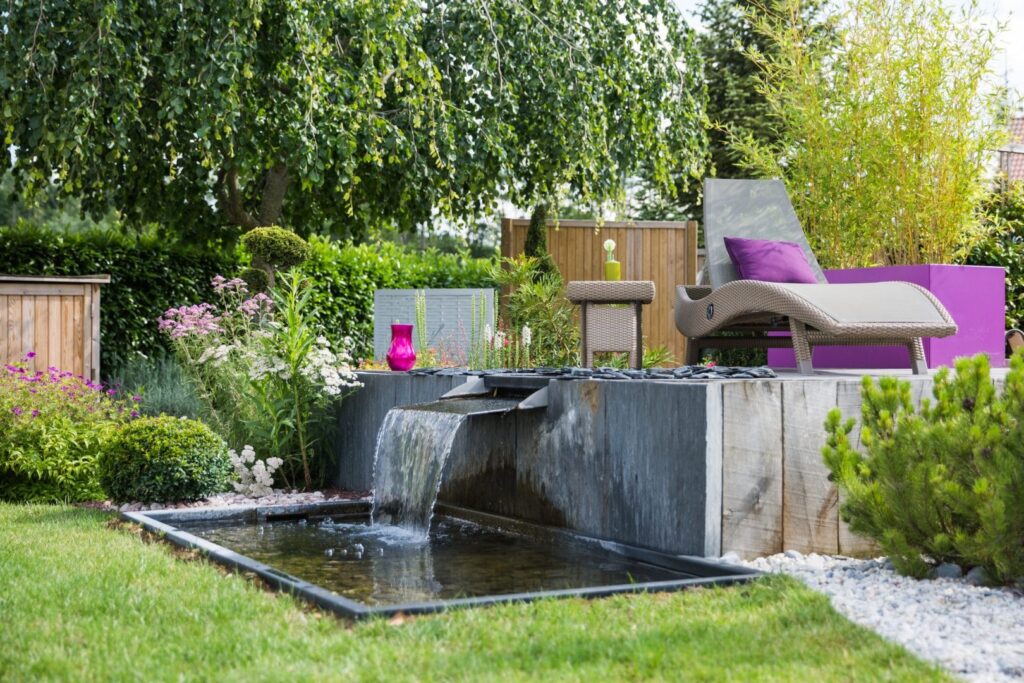 création paysagisme jardin avec fontaine