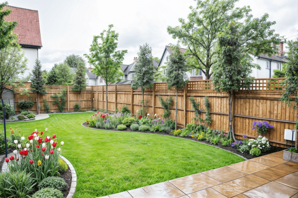 clôture en bois dans jardin design