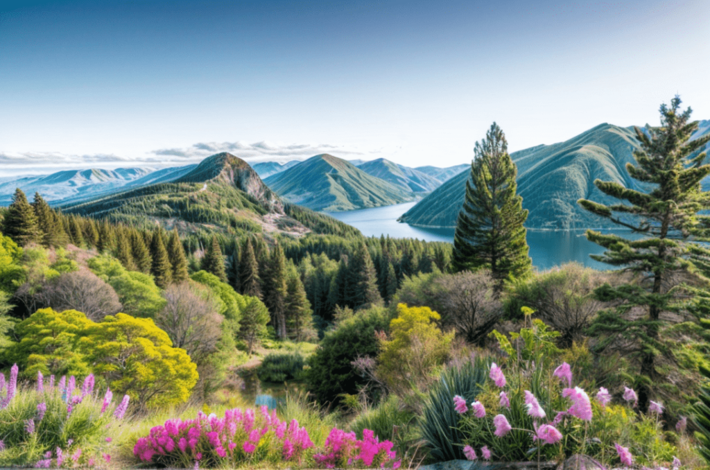 Vue sur paysage naturel et montagnes - biodiversité