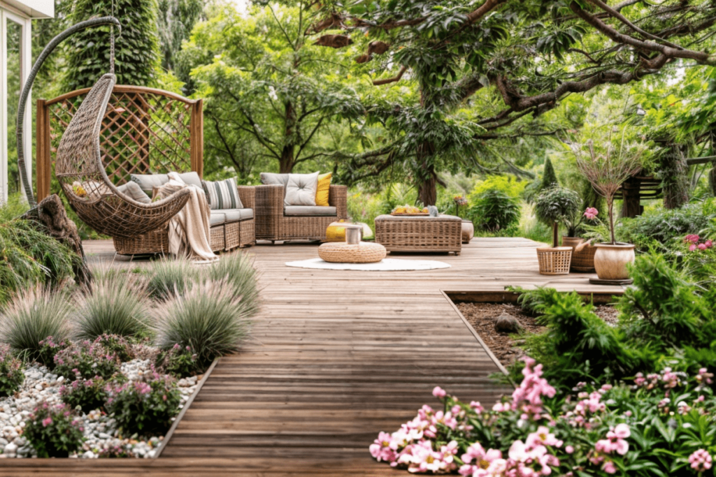 terrasse dans jardin - espace extérieur design